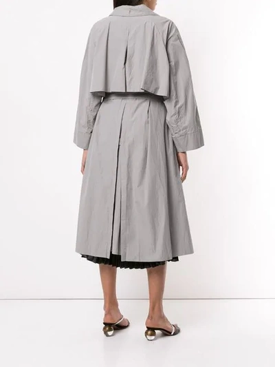 Shop Blueflag + Kiminori Morishita Belted Trench Coat In Grey
