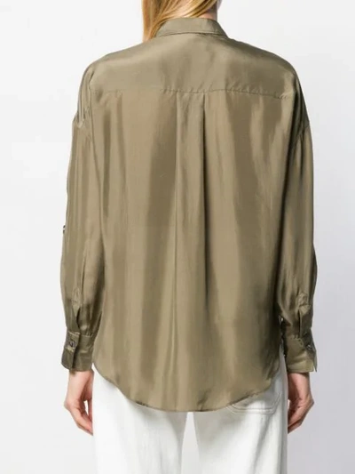 Shop Brunello Cucinelli Oversized Long-sleeve Blouse In Green