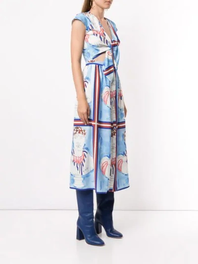 Shop Tata Naka Printed Midi Dress In Blue