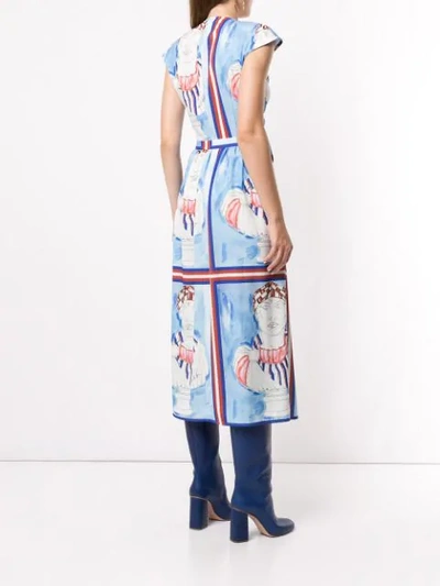 Shop Tata Naka Printed Midi Dress In Blue