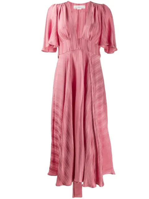 pink striped midi dress