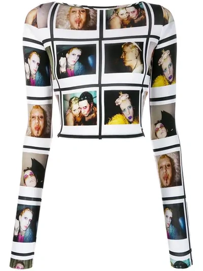 Shop Jeremy Scott Polaroid Print Cropped Sweatshirt In White
