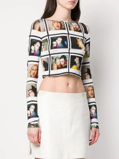 Shop Jeremy Scott Polaroid Print Cropped Sweatshirt In White
