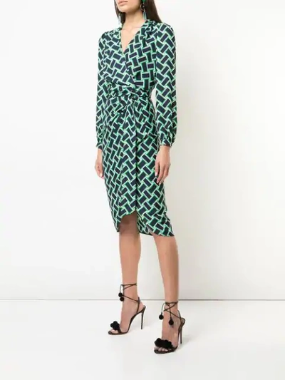 Shop Diane Von Furstenberg Vintage Weave Dress In Green