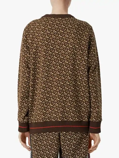 Shop Burberry Monogram Stripe Print Cotton Oversized Sweatshirt In Brown