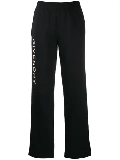 Shop Givenchy High Waisted Logo Trousers In Black