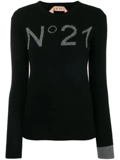 Shop N°21 Slim Fit Logo Sweater In Black