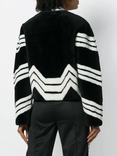 Shop Givenchy Chevron Stripe Faux Fur Jacket In Black