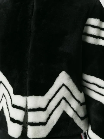 Shop Givenchy Chevron Stripe Faux Fur Jacket In Black