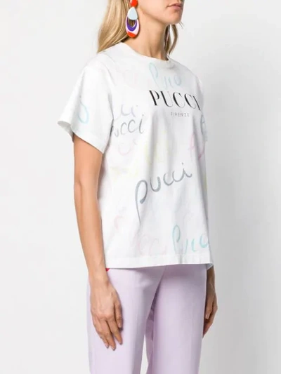 Shop Emilio Pucci Pucci Pucci Print T-shirt In 011 Bianco Multicolor