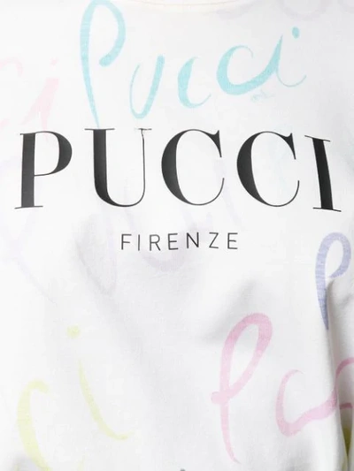 Shop Emilio Pucci Pucci Pucci Print T-shirt In 011 Bianco Multicolor