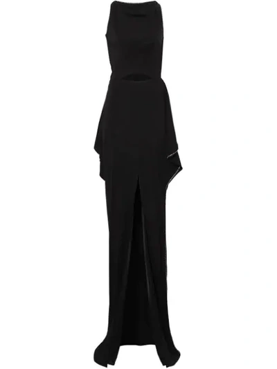 Shop Burberry Crystal Detail Cut-out Stretch Jersey Gown In Black