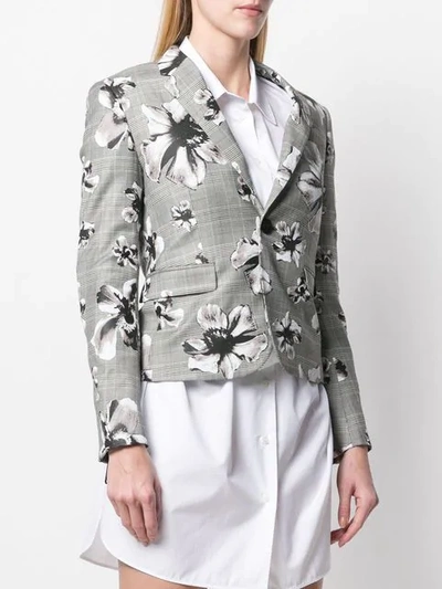 Shop Neil Barrett Check Floral Blazer In Grey