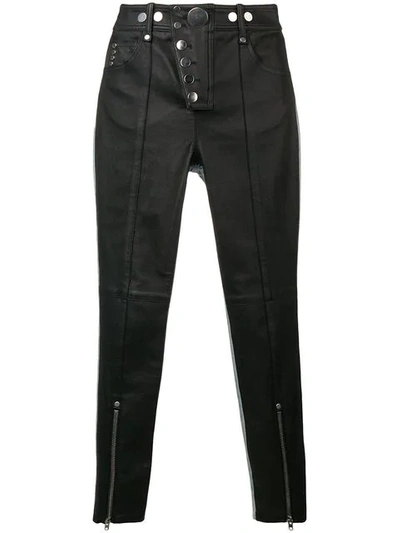 Shop Alexander Wang Skinny Leather Denim Trousers - Black