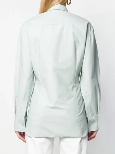 Shop Stella Mccartney Zip-front Abstract-peplum Shirt In Blue