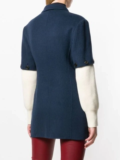 Shop Sonia Rykiel Knitted Sleeves Blazer In Blue