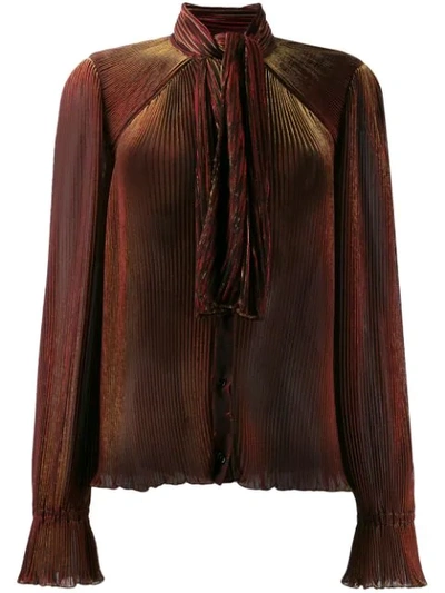 Shop Marco De Vincenzo Pleated Long-sleeve Blouse In Red