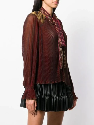 Shop Marco De Vincenzo Pleated Long-sleeve Blouse In Red