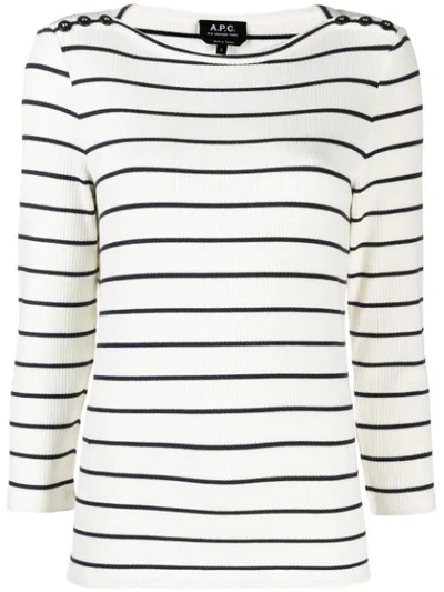 Shop A.p.c. Striped Knitted Top In White