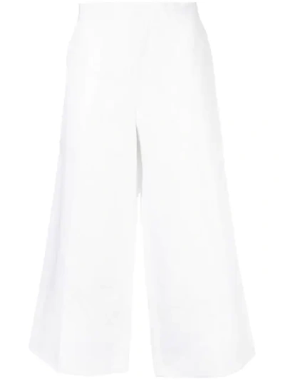 Shop Marni Cropped High Waisted Trousers In White