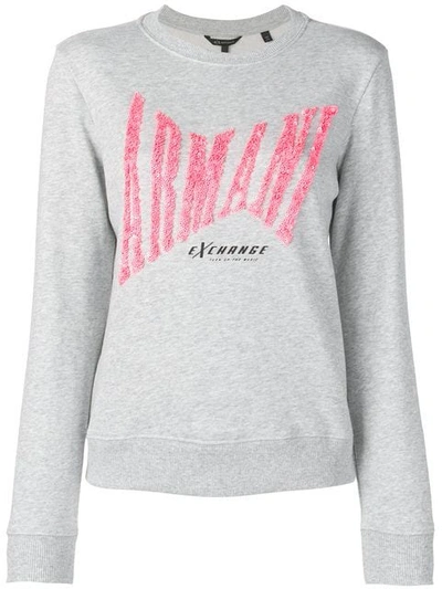 Shop Armani Exchange Sequin Logo Sweatshirt In Grey