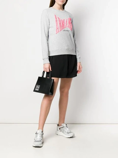 Shop Armani Exchange Sequin Logo Sweatshirt In Grey