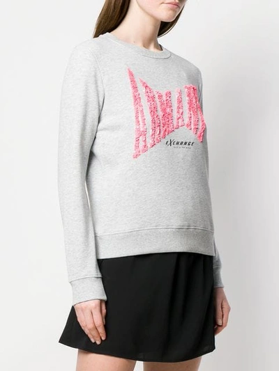 Shop Armani Exchange Sequin Logo Sweatshirt In Grey