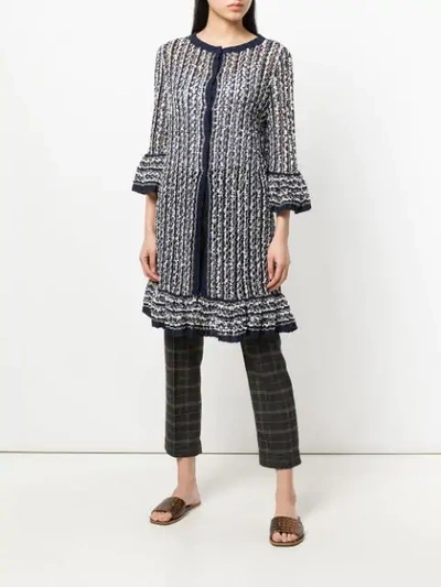 Shop Charlott Long Knit Coat In Blue