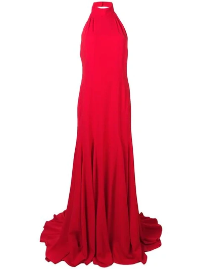 Shop Stella Mccartney Magnolia Halterneck Gown In 6552 Red
