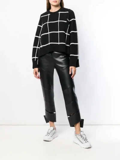 Shop Mrz Grid Patterned Sweater In Black
