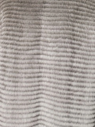 Shop Liska Striped Textured Coat In Grey