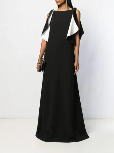 Shop Givenchy Contrast Ruffle Evening Dress In Black