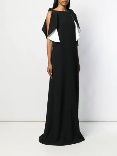 Shop Givenchy Contrast Ruffle Evening Dress In Black