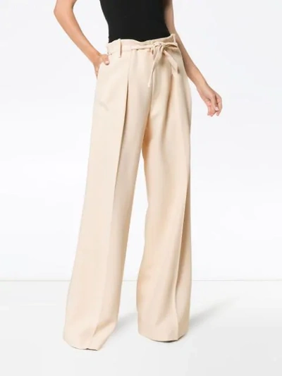 Shop Roland Mouret Woodcourt Tie Waist Virgin Wool Alpaca Blend Trousers In Neutrals