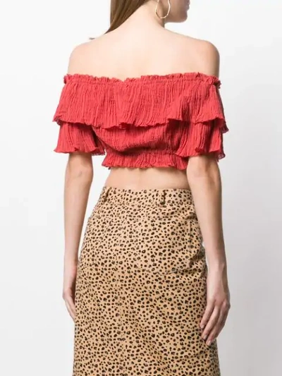 Shop Zimmermann Shirred Off-shoulder Top In Orange