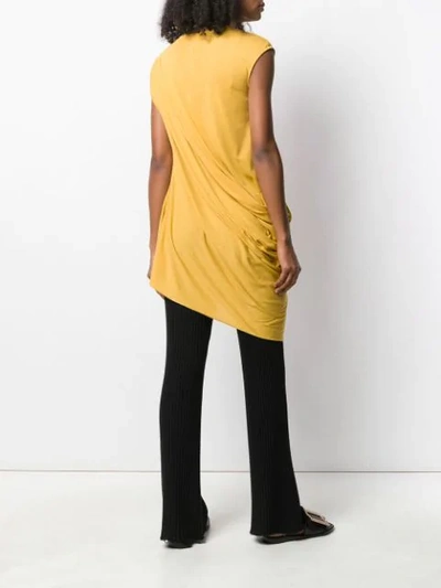 Shop Rick Owens Lilies Ruched Cap Sleeve Dress - Yellow