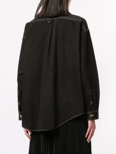 Pre-owned Chanel Stitching Details Shirt Jacket In Black