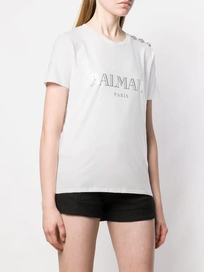 BALMAIN LOGO PRINTED T-SHIRT - 白色