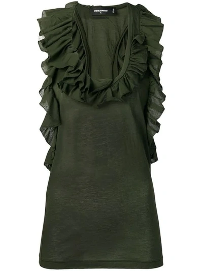 Shop Dsquared2 Ruffle Neck Blouse In Green