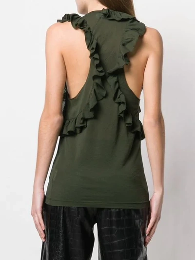 Shop Dsquared2 Ruffle Neck Blouse In Green