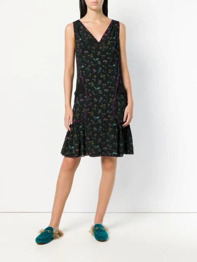 Shop Coach Floral Print Pleated Dress In Blc