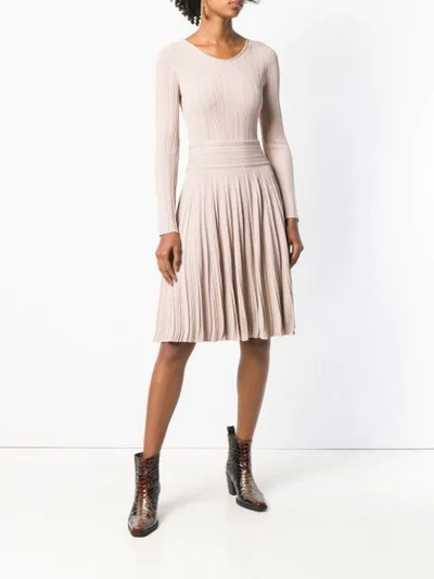 Shop Antonino Valenti Flared Fitted Day Dress In Neutrals