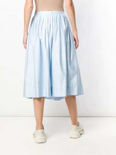 Shop Burberry Rainbow Print Cotton Sateen Skirt - Blue