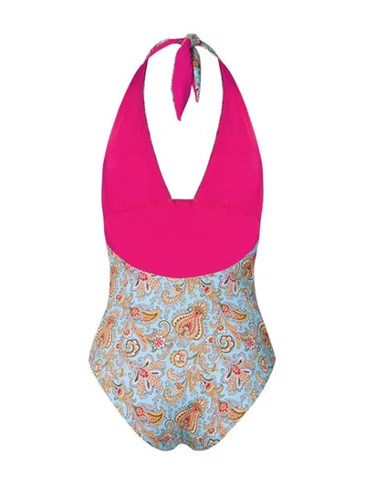 Shop Etro Paisley Print Swimsuit In Blue