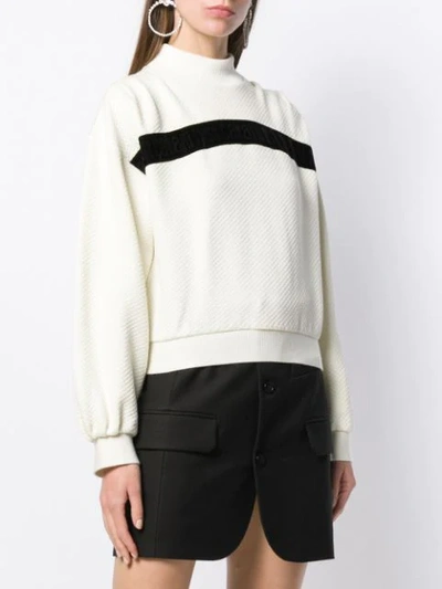 Shop Just Cavalli Contrast Stripe Sweater In White