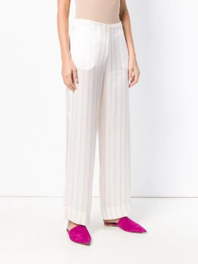 Shop Asceno Straight Trousers - White