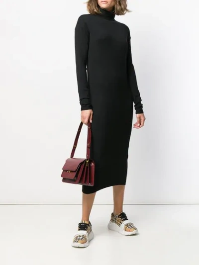 Shop Agnona Slim-fit Sweater Dress In Black