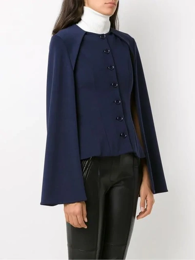 Shop Gloria Coelho Cape Button Up Blouse In Blue