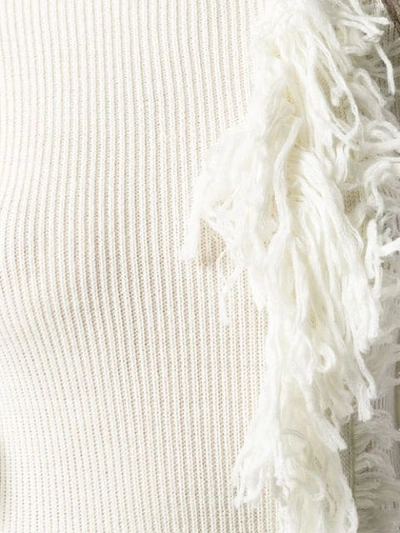Shop David Koma Fringed Sweater Dress In White