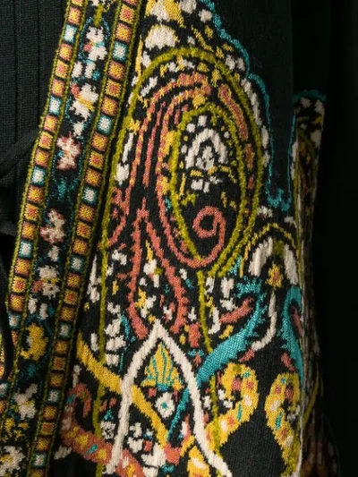 Shop Etro Patterned Knit Cardigan In Black
